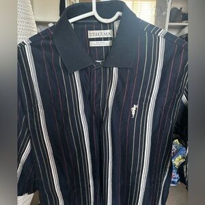 Tehama 100% Cotton Shortsleeve Multicolor Striped Polo Size L NWOT